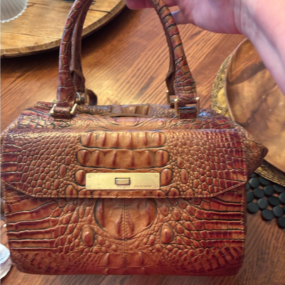 Brahmin Brown Crocodile Leather Satchel